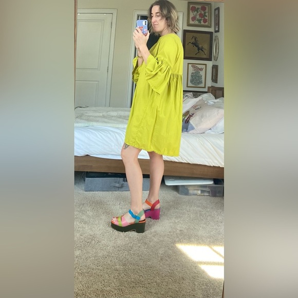 Bryn Walker Ruffled Bell Sleeve Shift, L - Picture 2 of 6